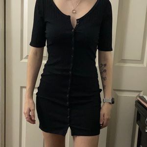 Black bodycon button down dress